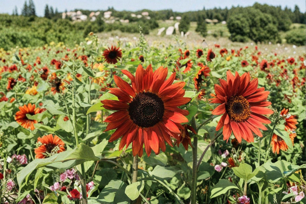 Velvet Queen Sunflower Seeds – Deep Burgundy Blooms, Heirloom, Pollinator Favorite, Annual Flower, Helianthus annuus