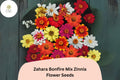 Zinnia Seeds – Zahara Bonfire Mix, Red, Orange & Yellow Blooms, 100+ Non-GMO Annuals for Garden, Borders & Containers