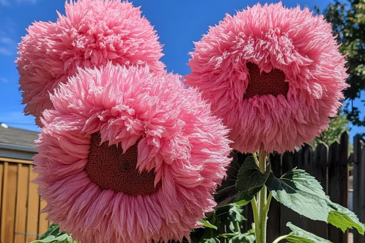 Pink Giant Teddy Bear Sunflower Seeds, 50pcs, Large Fluffy Pink Blooms, Helianthus annuus, Heirloom, Easy to Grow