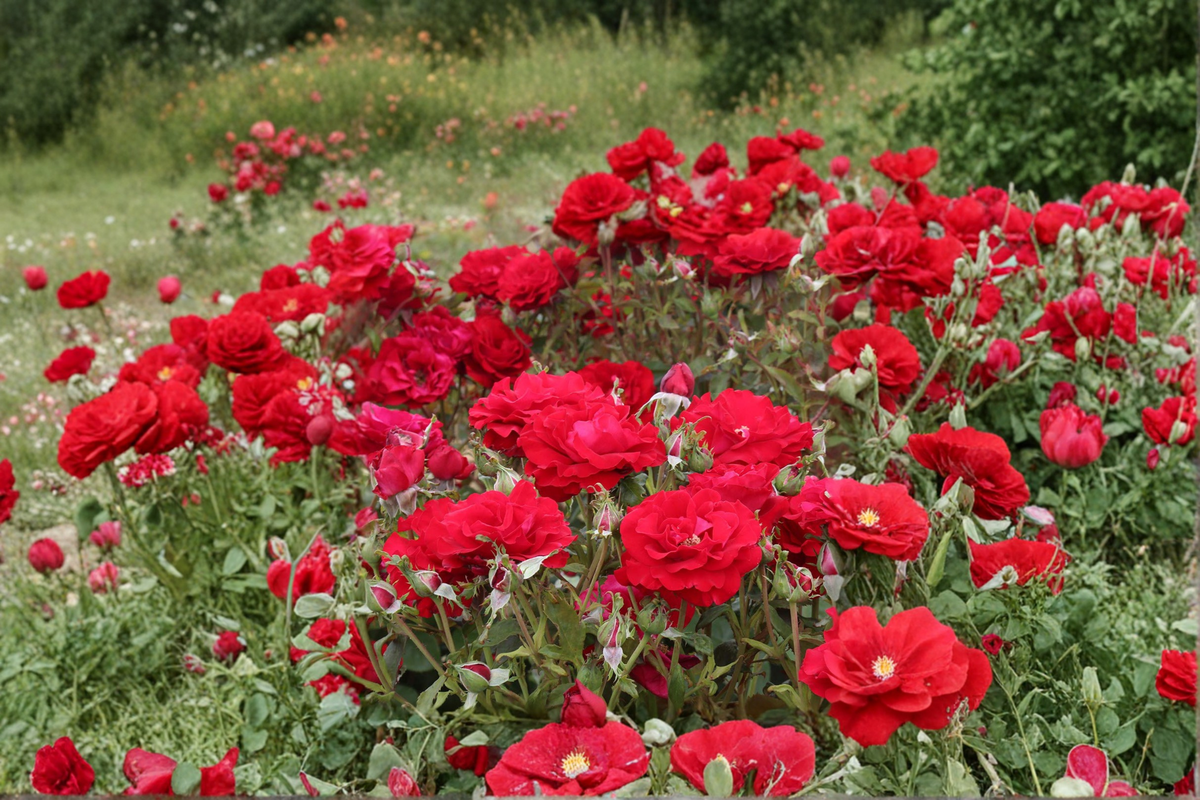 Red Drift Ground Cover Rose Plant 2 Gal – Live Bush with Red Blooms, Low-Growing Spreading Shrub, Rosa ‘Red Drift’ for Landscaping