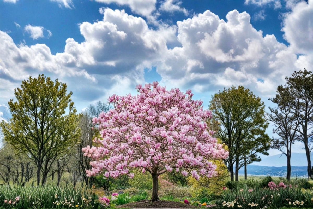 Pink Japanese Magnolia Tree 4-5 ft Live Flowering Tree Magnolia × soulangeana Ornamental Landscape Plant