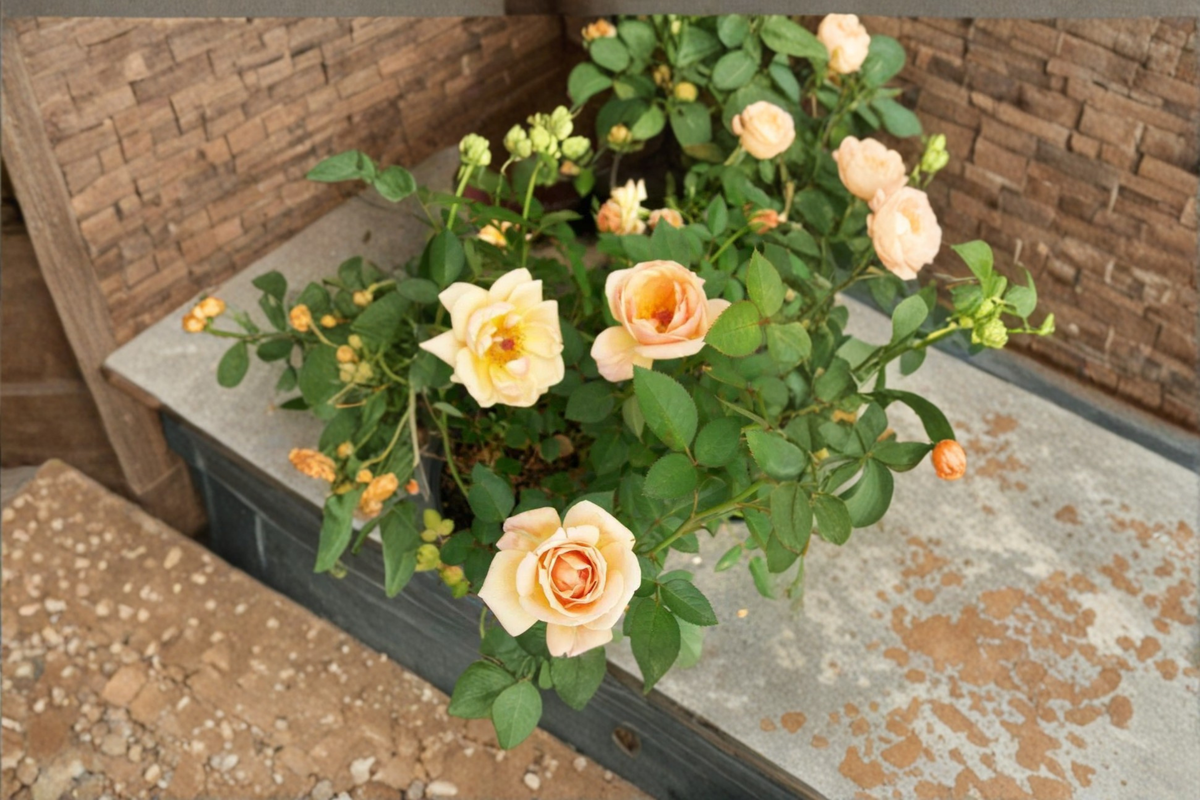 Apricot Yellow Rose Bush 5 Gal Live Plant – Rosa spp. Flowering Garden Shrub for Landscape, Outdoor Planting
