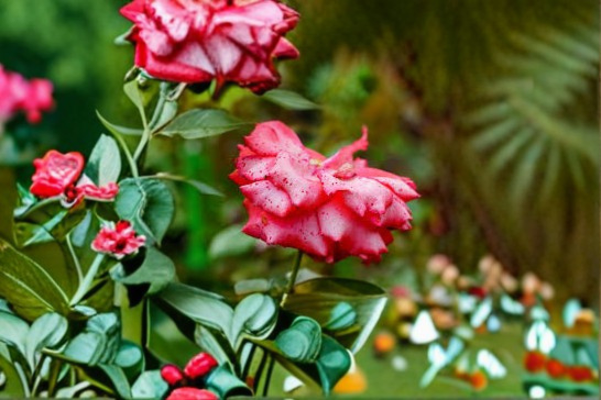 Impatiens Floribunda Rose Bush 3 Gal Live Plant – Orange Red Blooms, Flowering Garden Shrub for Outdoor Landscape