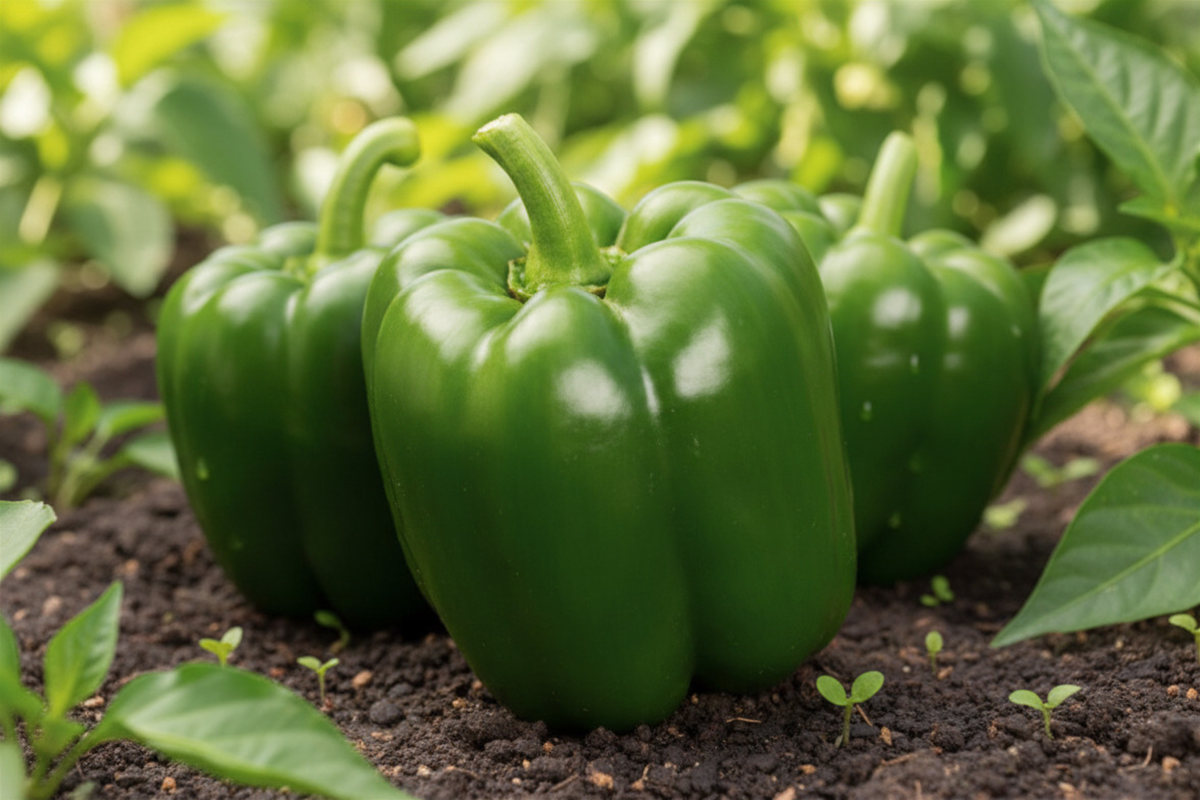 Green Bell Pepper Live Plants, 2 Hybrid Non-GMO Vegetable Plants for Garden Beds & Containers, Capsicum annuum