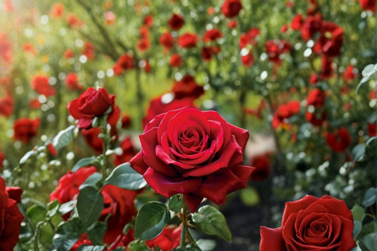 Opening Night Hybrid Tea Rose 1 Gal Live Plant – Red Bloom Rose Bush for Garden Landscape, Flowering Shrub Rosa spp.