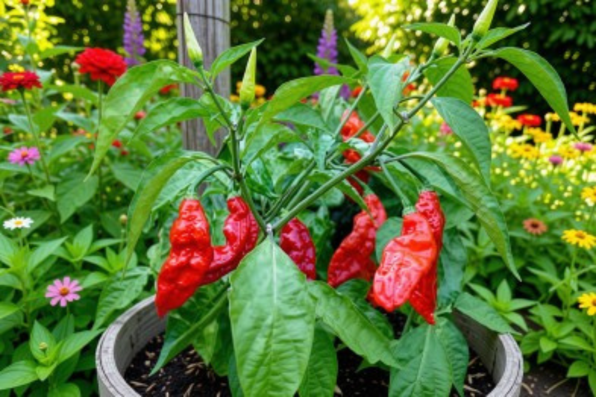 Red Ghost Bhut Jolokia Pepper Plants – 75+ Day Old Capsicum chinense Live Starter Plants for Garden, Container, Greenhouse Cultivation