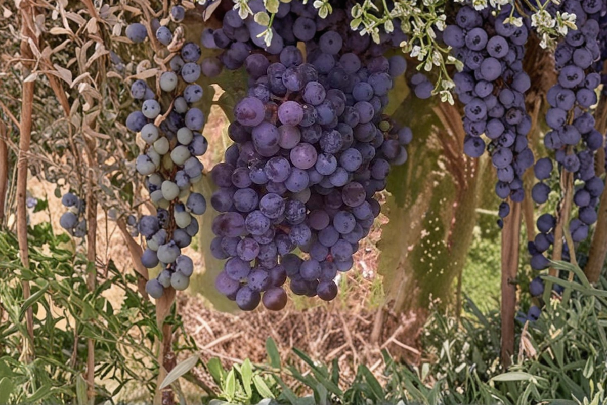Black Monukka Seedless Grape Vine – 1 Gallon Live Plant, Climbing Fruit Vine for Garden, Dark Purple Grapes, Vitis vinifera