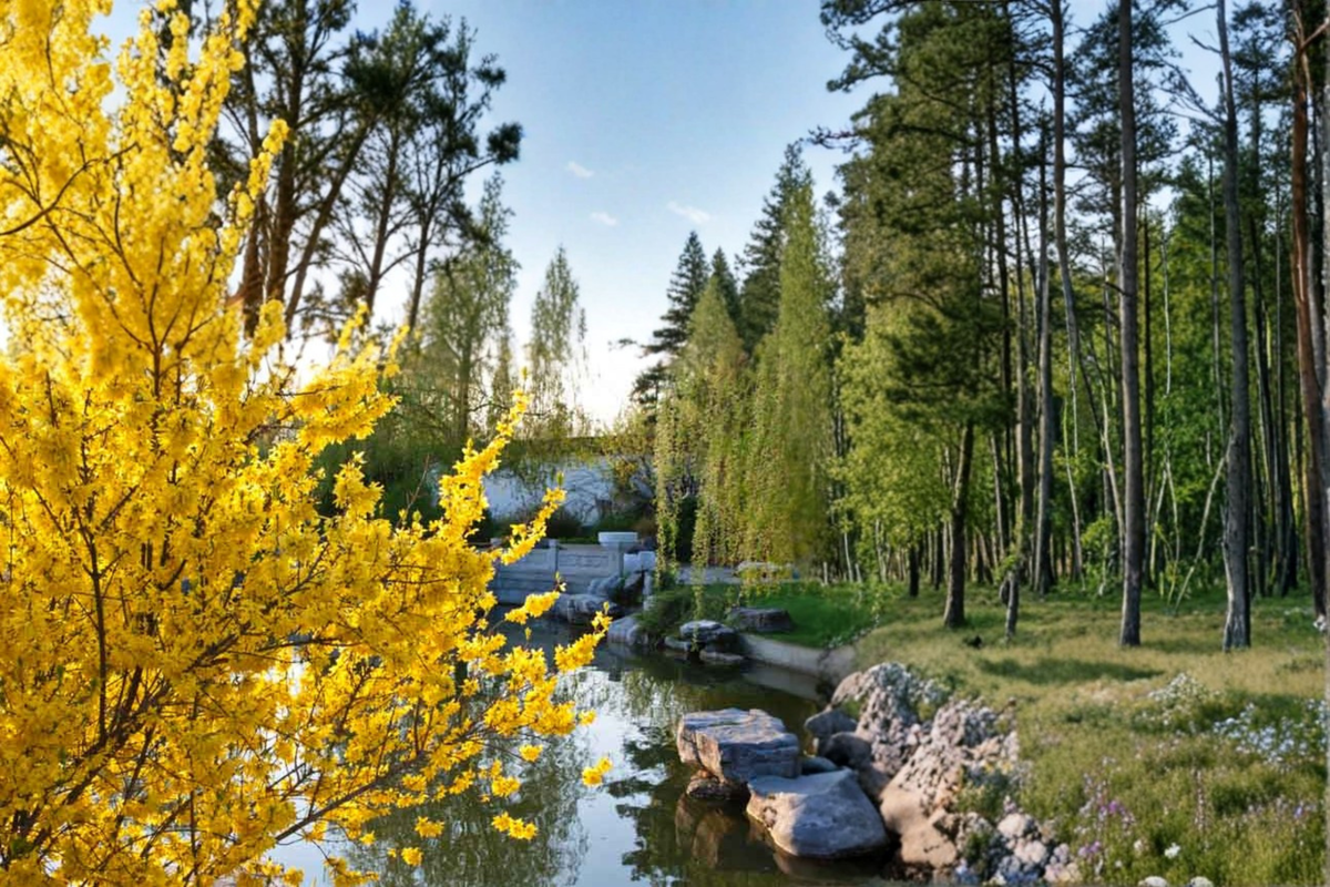 Forsythia Flowering Shrub 2–4 ft Live Plant, Yellow Spring Bloom Bush for Garden Hedge Landscape Outdoor