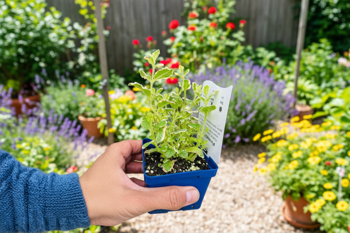 Organic Pineapple Mint Live Herb Plant, Variegated Mentha suaveolens 'Variegata', 2-4 Inch Rooted Starter