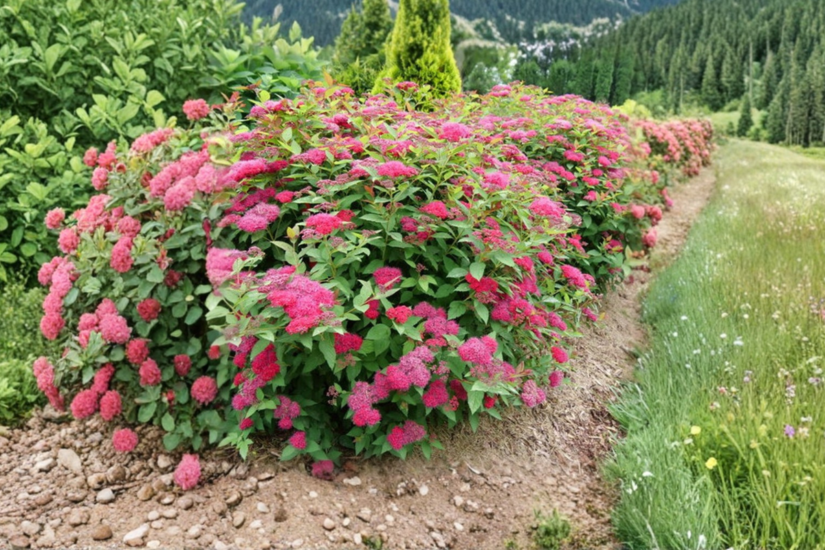 Double Play® Doozie® Spiraea japonica Live Plant - 4" Pot, Reblooming Red-Pink Flowers, Compact Deciduous Shrub