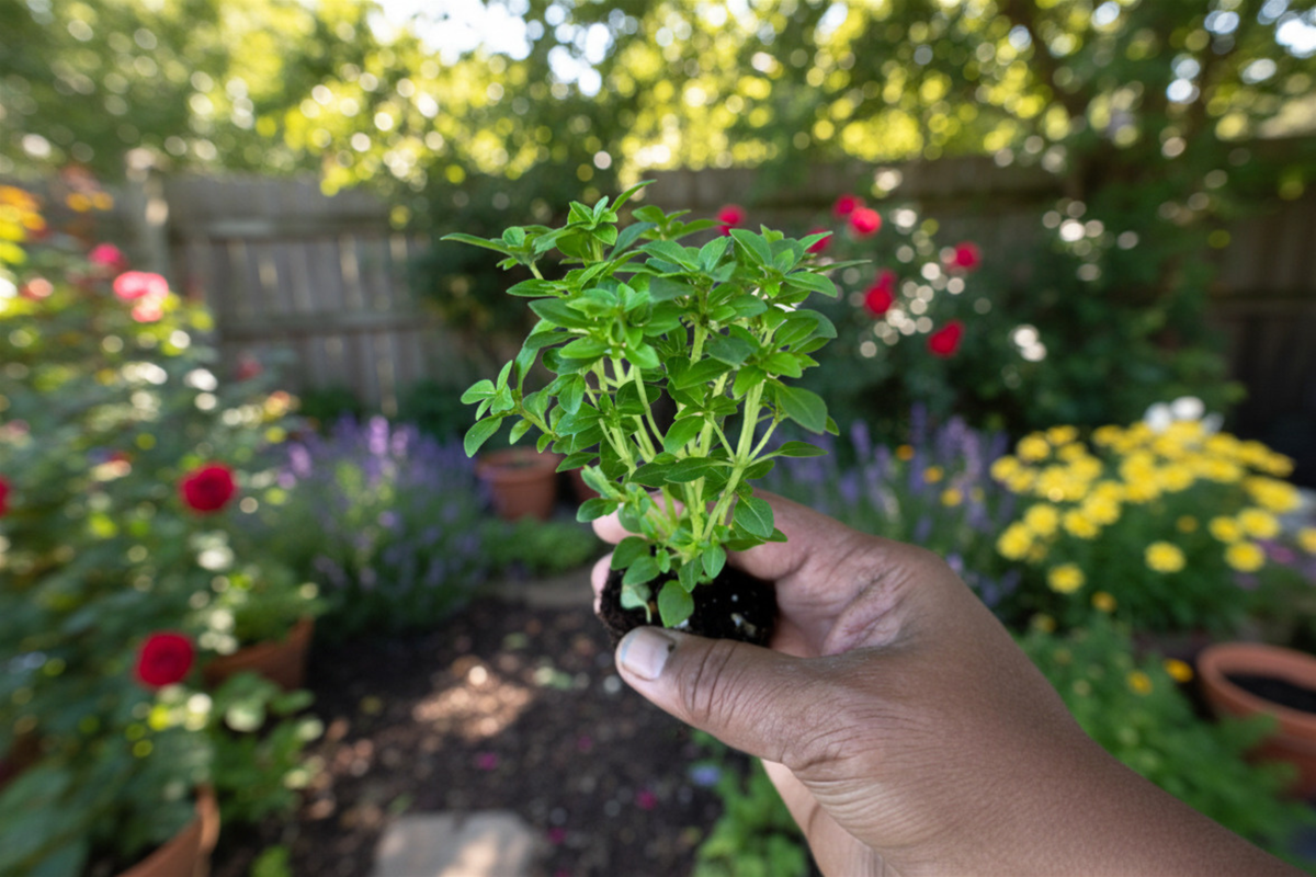 Organic Aristotle Basil Live Plant – 4-7 Inch Rooted Herb for Container & Garden, Ocimum basilicum