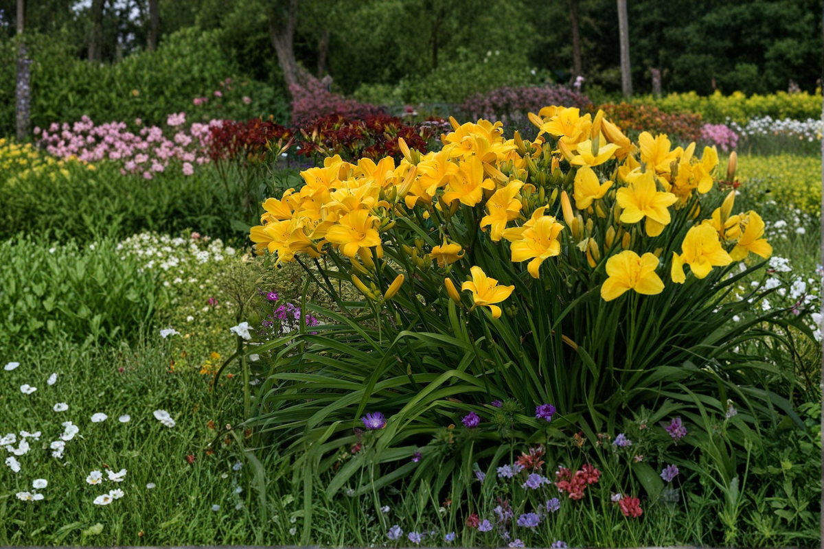 Daylily Bare Root Plants - Buttered Popcorn Yellow Flowers, Hemerocallis ‘Buttered Popcorn’, Perennial Garden Border, Easy Care