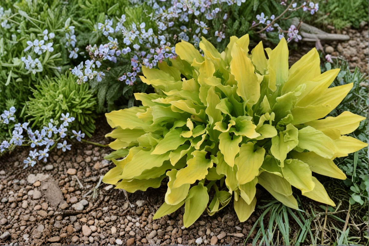 Hosta ‘Time in a Bottle’ 3-Inch Pot Variegated Shade Perennial with Yellow Centers and Green Edges