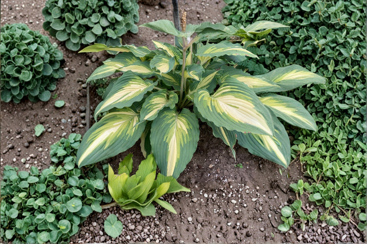 Love Story Hosta Plant in 3-Inch Pot Variegated Green Yellow Foliage Shade Perennial