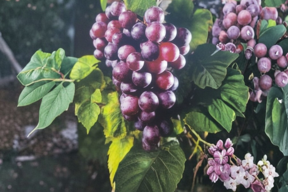 Black Ison’s Muscadine Grape Vine Live Plant 2-Gallon Pot, Climbing Vine, Dark Purple Grapes, Vitis rotundifolia