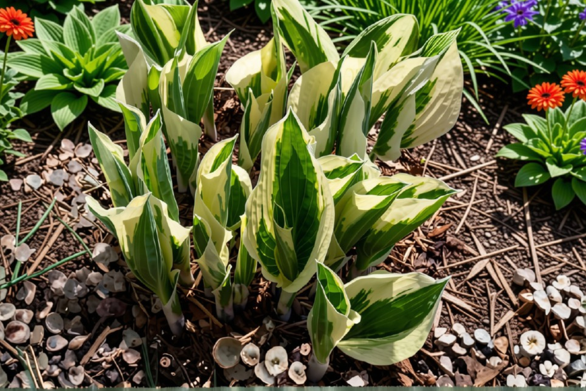 Hosta 'Voices in the Wind' Live Plants, Variegated Foliage, Shade Perennial, 3 Rooted Starters in 1 Qt Pots