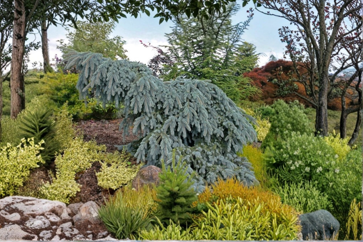 Colorado Blue Spruce Live Plant – 10 Inch Weeping Picea pungens ‘The Blues’ Evergreen for Garden & Landscape