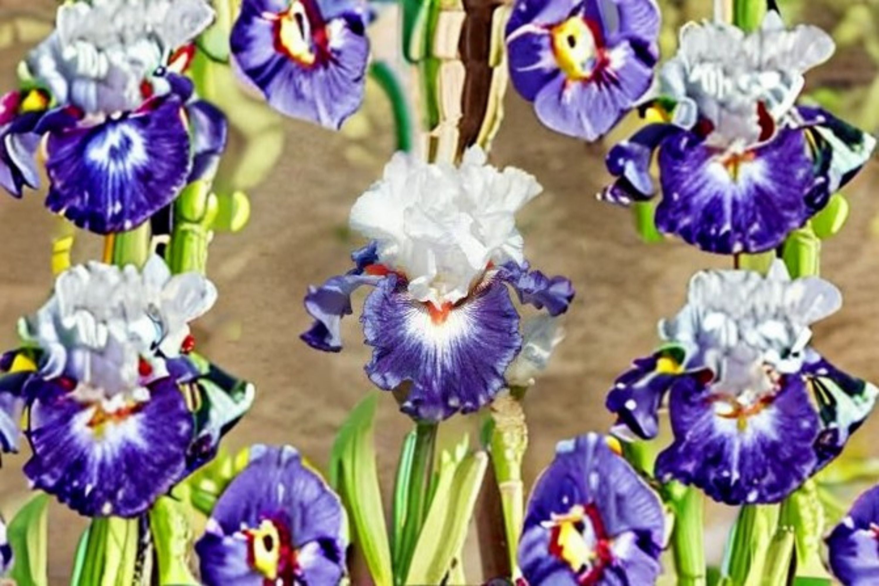 Gypsy Lord Iris Live Plant – Violet White Bearded Iris Perennial
