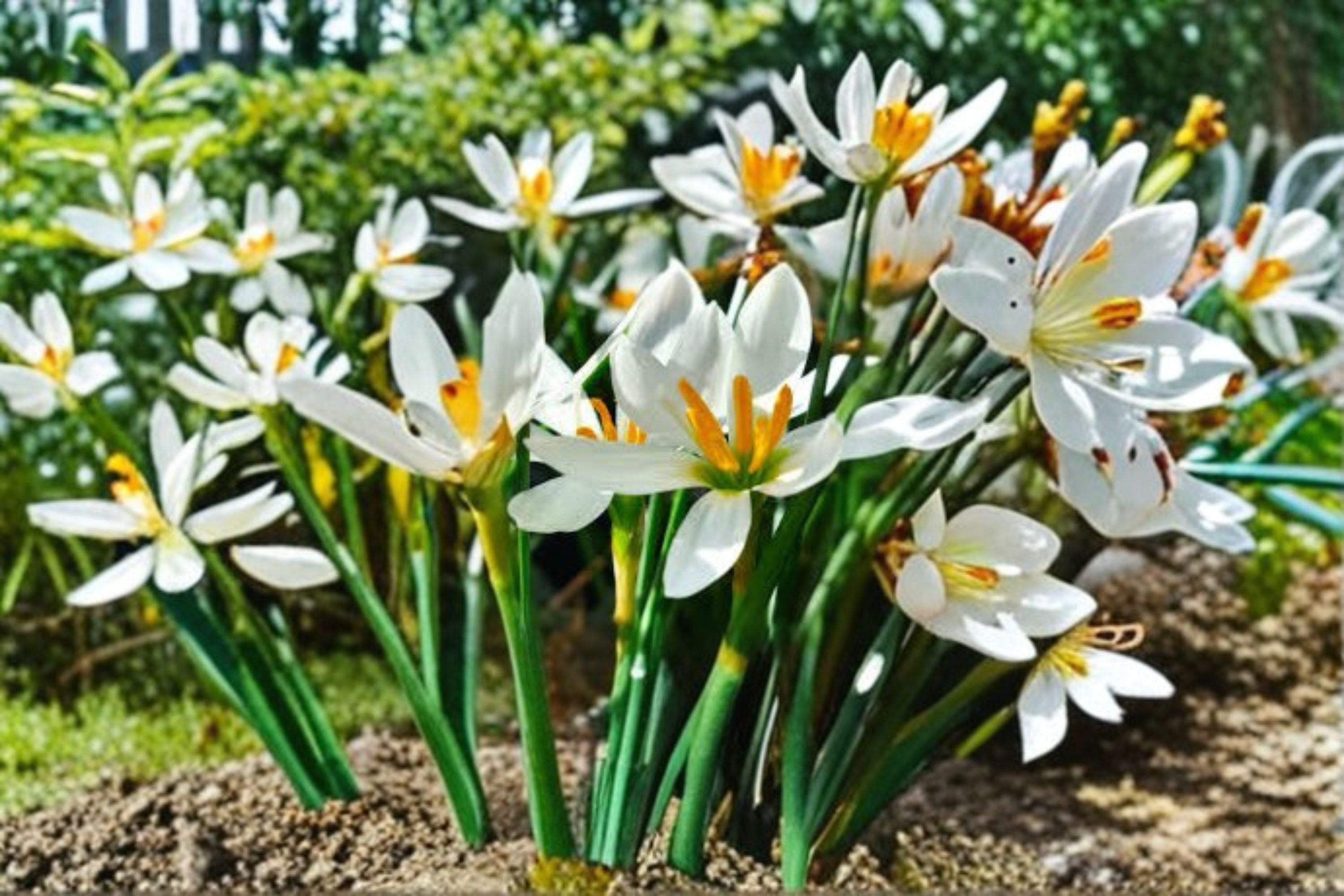 White Rain Lily 5 Bulbs – Zephyranthes candida Ornamental Flowering Bulbs