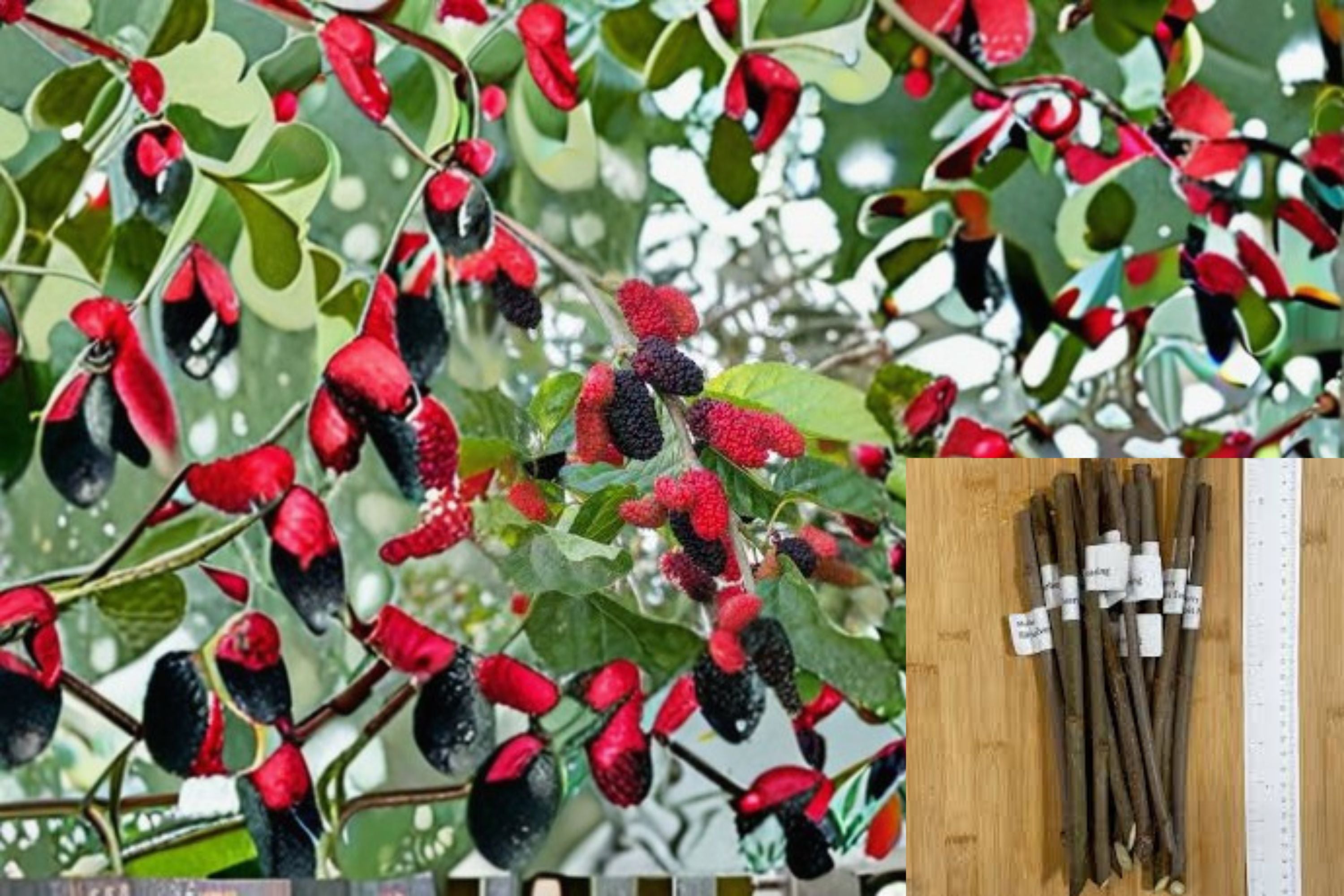 Illinois Everbearing Mulberry 8 Cuttings – Morus alba × rubra Hybrid Fruit Tree