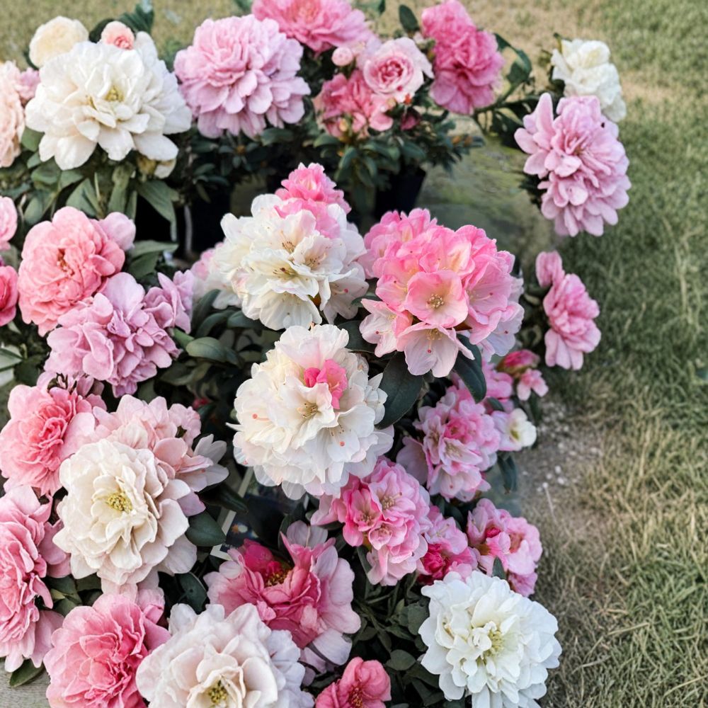 Rhododendron ‘Yaku Sunrise’ Live Evergreen Shrub | Pink & White Blooming | Compact Cold Hardy #1 Container Grown
