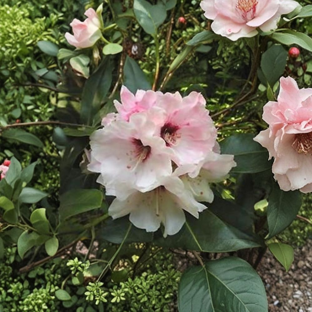 Rhododendron ‘Bronze Wing’ Evergreen Shrub | White & Pink Blooms | Dwarf Bronze Foliage | #2 Container