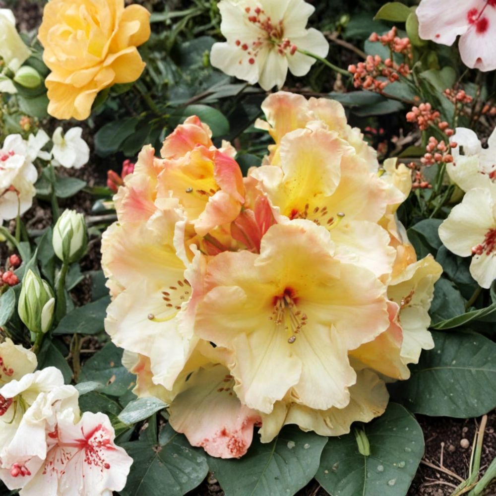 Rhododendron ‘Horizon Monarch’ Live Evergreen Shrub | Yellow Pink Cream Blooming | Award Winning Hardy Plant