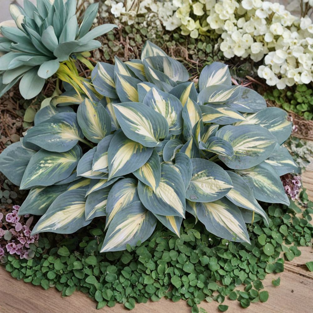 Hosta ‘High Society’ Bare Root - Small Blue & Gold Shade Perennial 3 Pack