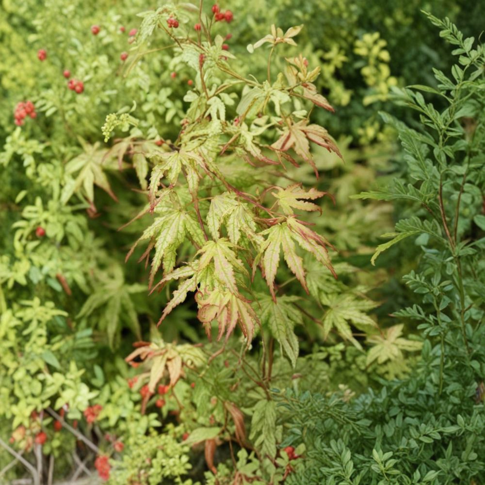 Acer palmatum 'Peaches and Cream' Japanese Maple Live Plant | 8 Inch Tall | 1 Gallon Pot