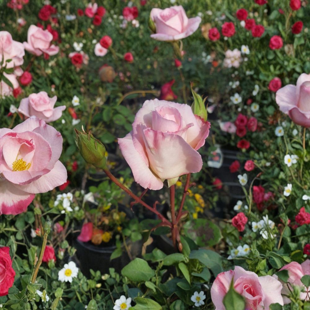 Kordes Perfecta Hybrid Tea Rose - 3 Gallon Live Bush Plant | Cream Pink Everblooming Rose