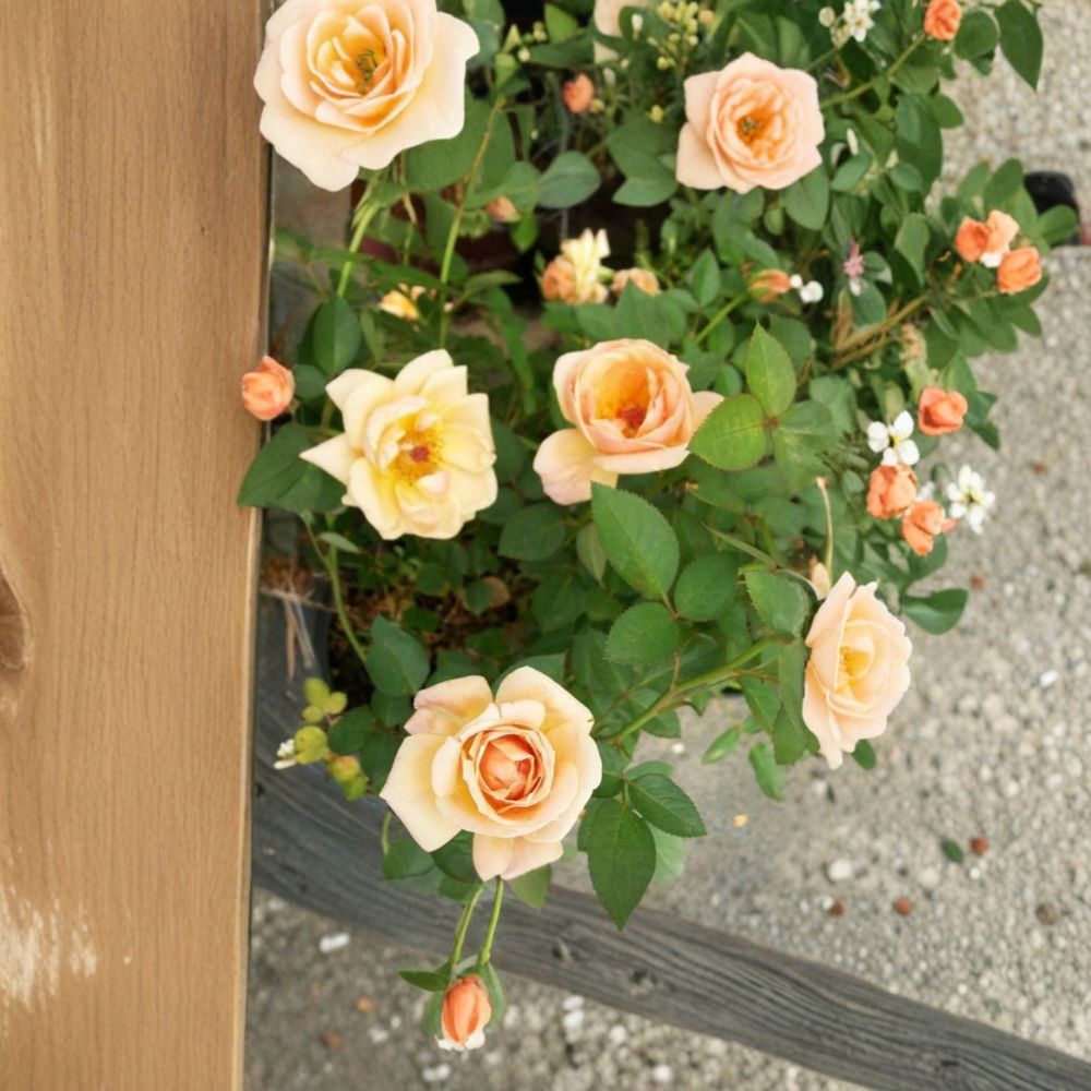 Southern Peach Rose Miniature Rose Bush | 2 Gallon Apricot Yellow Blooms | Compact Garden Rose Shrub