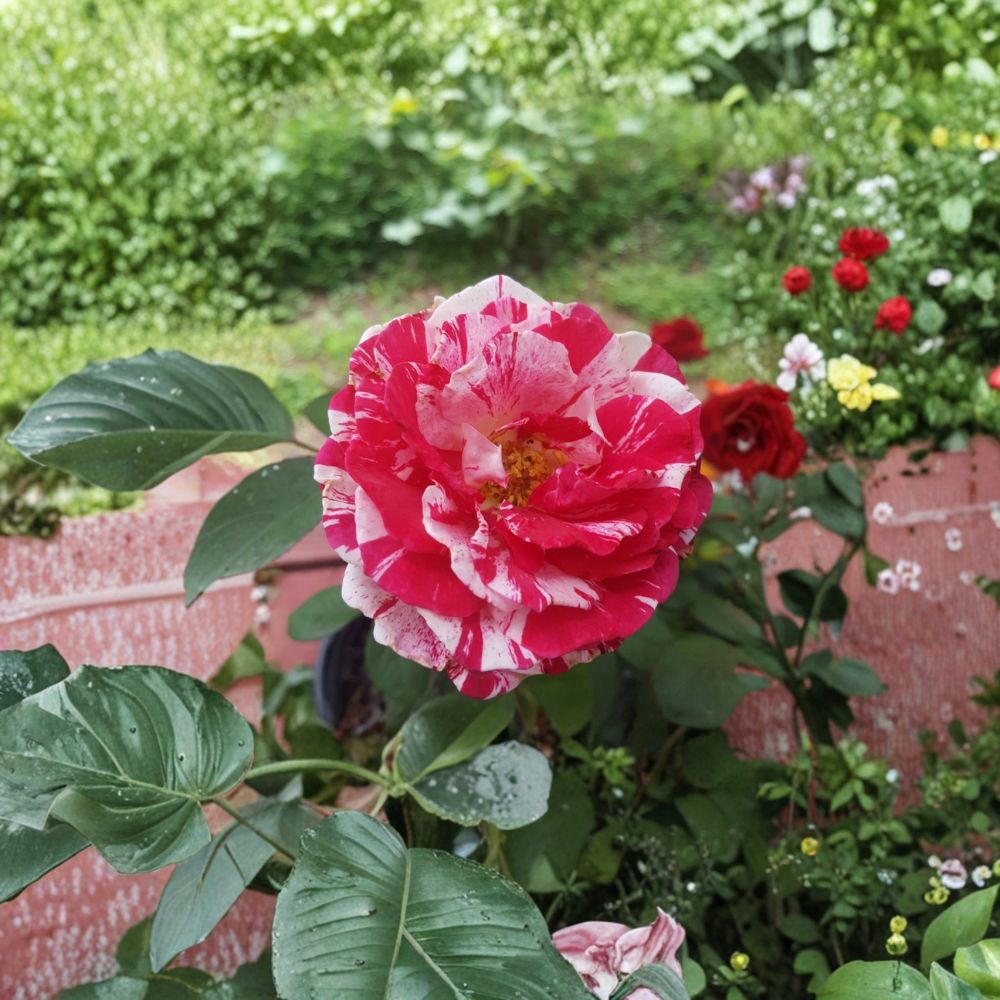 Scentimental Floribunda Rose - 3 Gallon Live Rose Bush with Red & White Striped Blooms