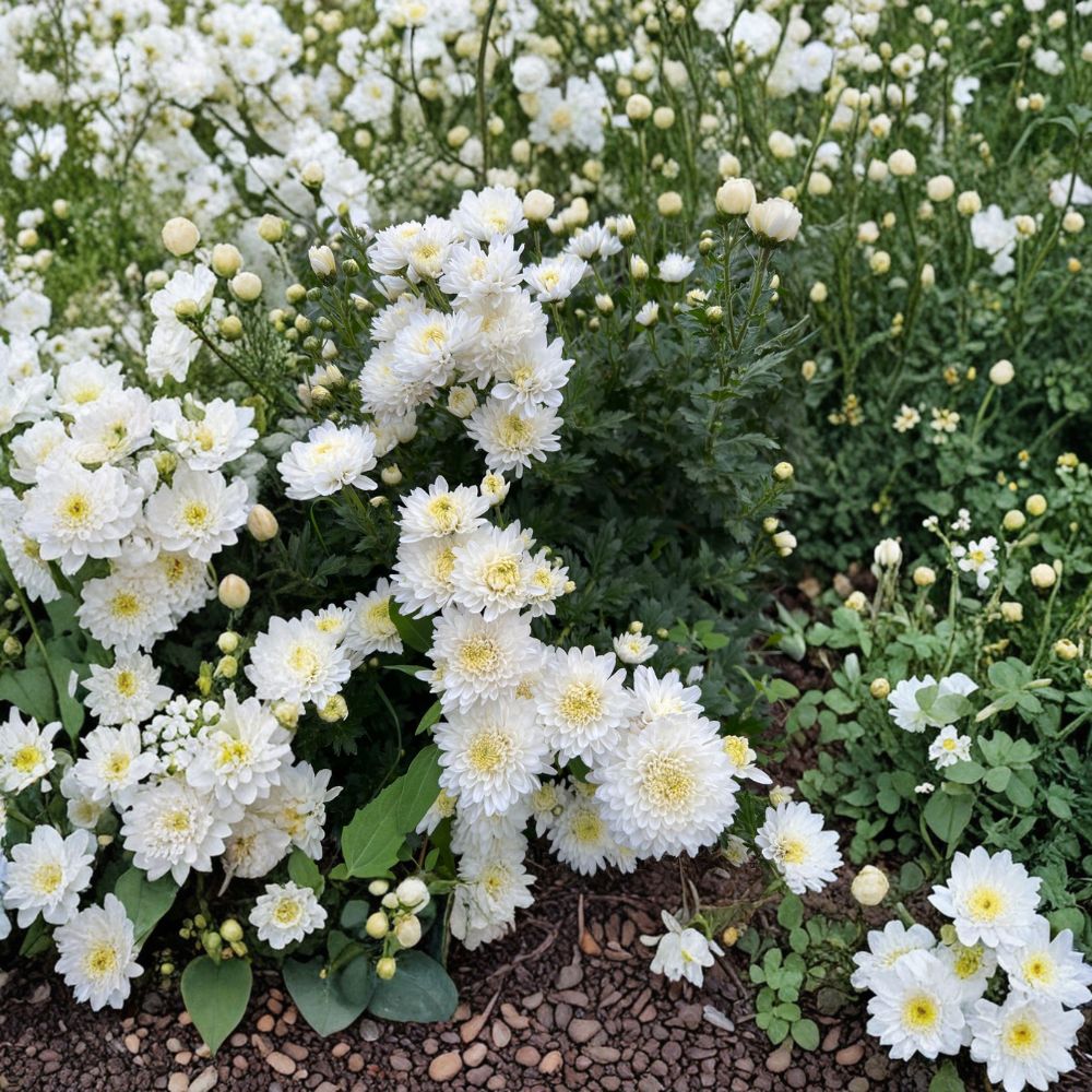 White Chrysanthemum Plants 2-Pack | Potted Perennial Mums for Garden & Patio