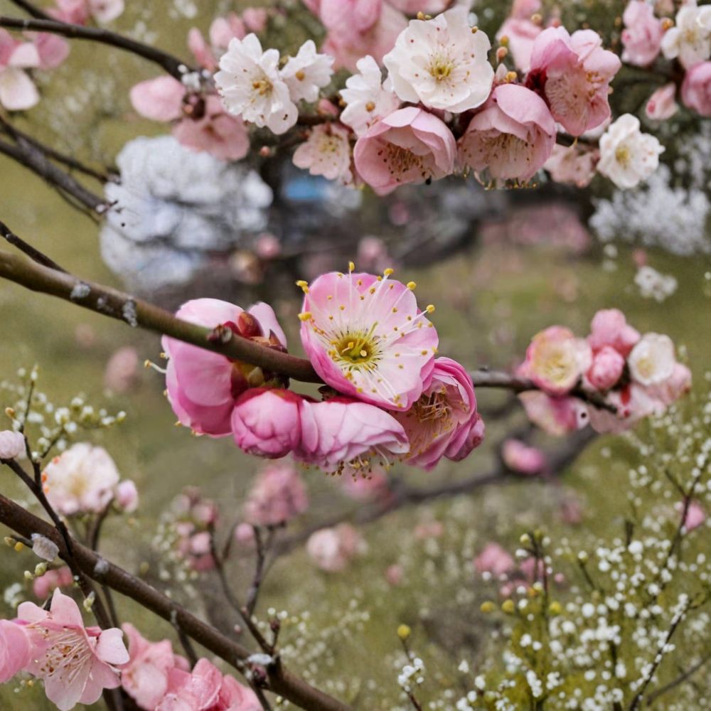 Fufen Ume Flowering Tree – Prunus mume ‘Fufen’ Live Plant | 30–36 Inches Tall | Pale Pink Apricot Blossoms