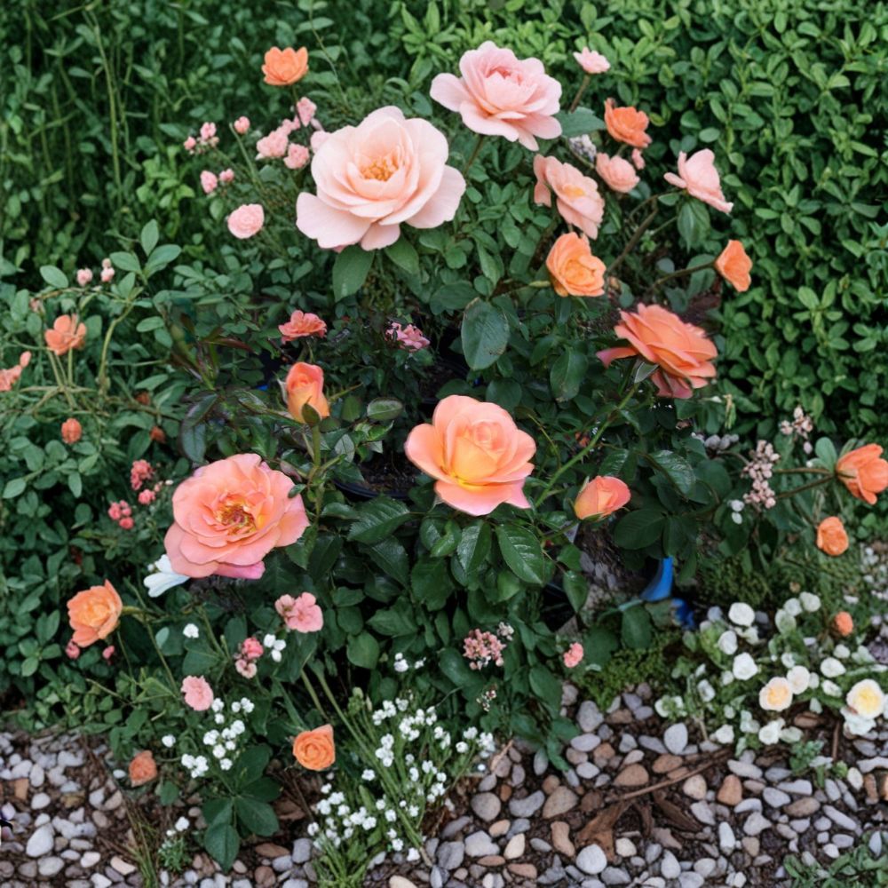New Year Grandiflora Rose Live Bush Plant | 5 Gallon Orange Blooming Rose Shrub
