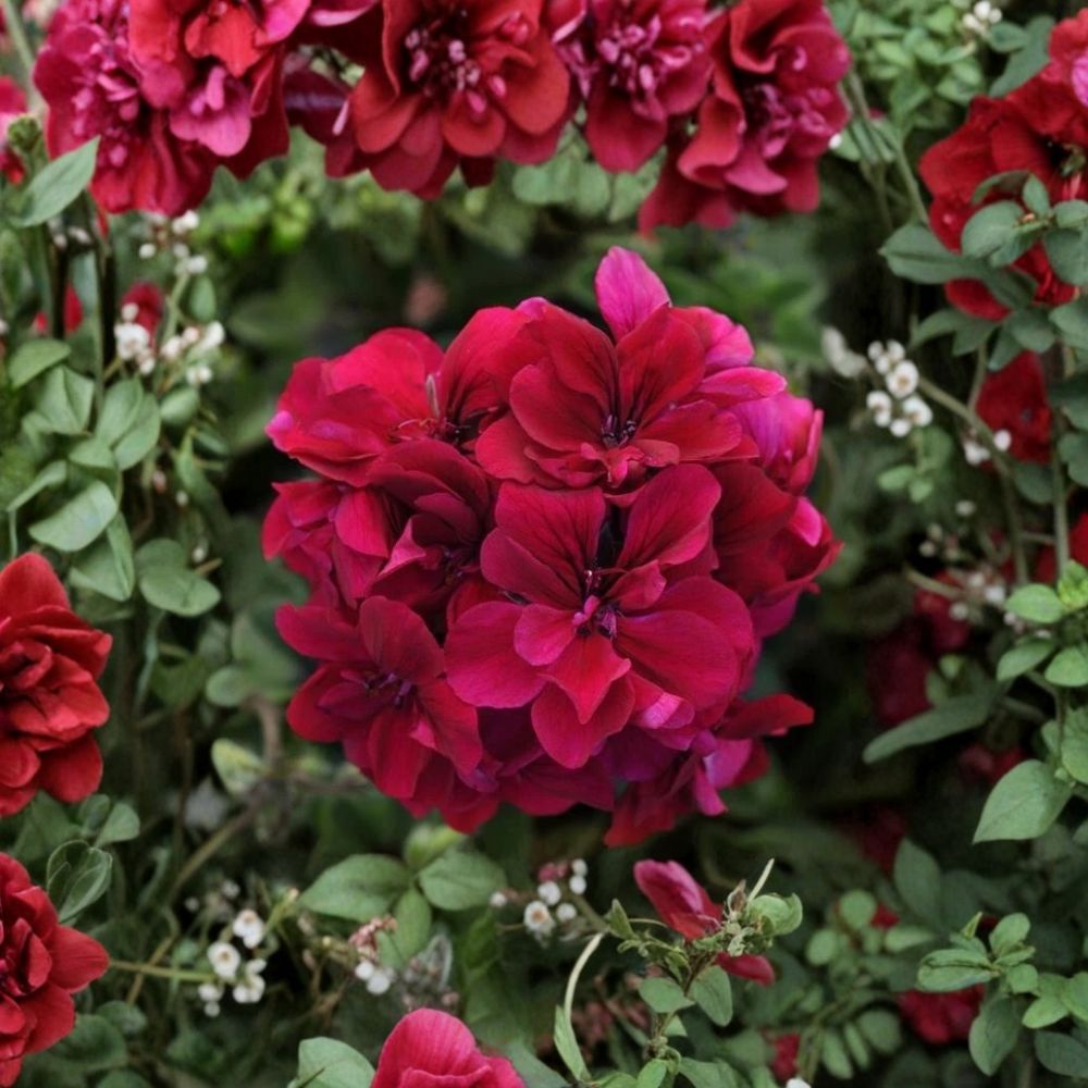 Burgundy Geranium Starter Plant – Live Flowering Pelargonium with Deep Burgundy Blooms