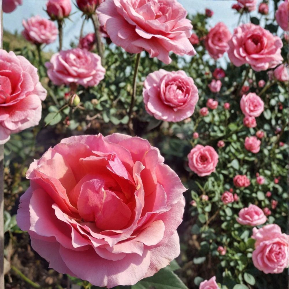 Princesse de Monaco Grandiflora Rose – Rosa Hybrid Live Bush Plant | 5 Gallon Pink Flowering Rose Shrub