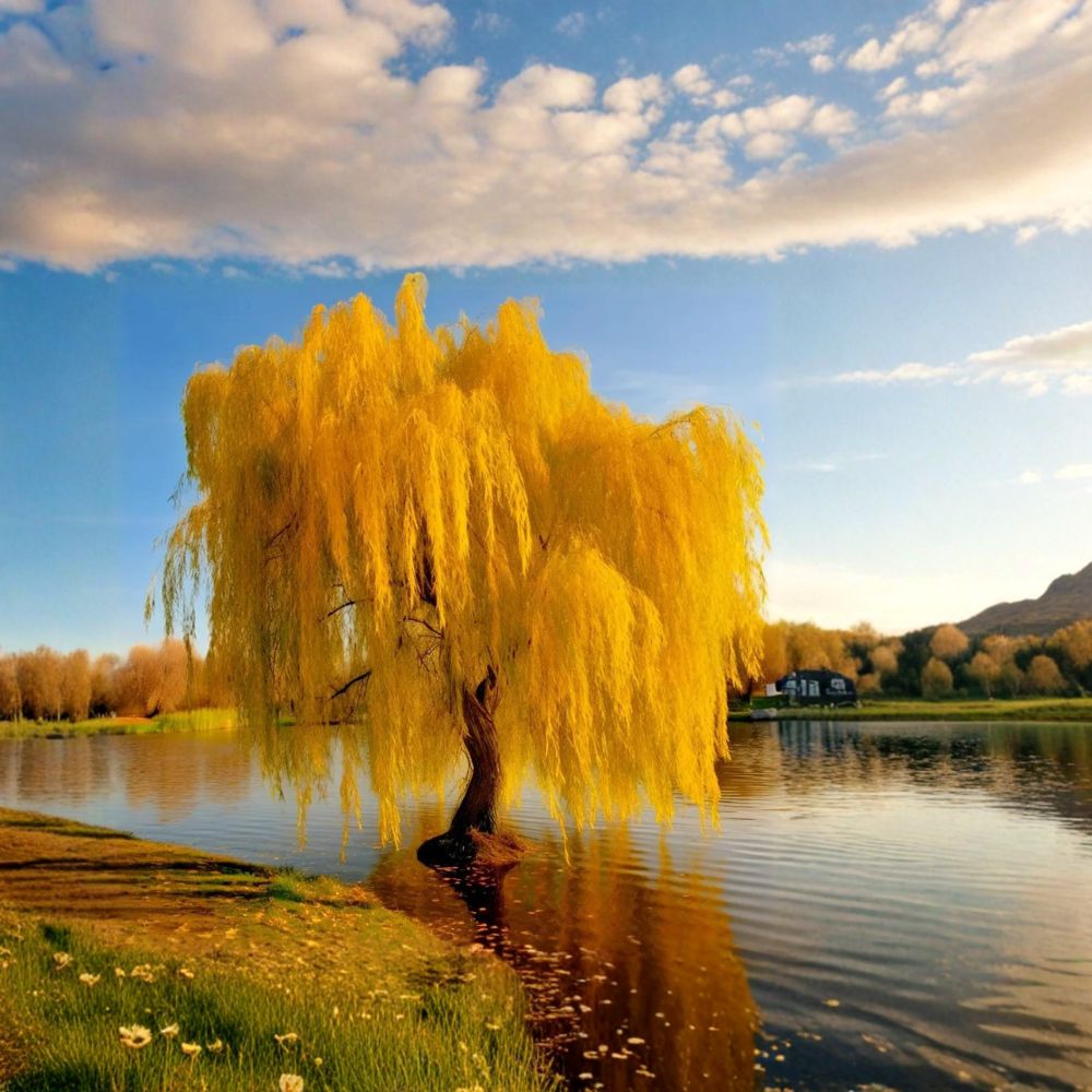 Golden Weeping Willow – Salix babylonica Live Potted Tree | Fast Growing Ornamental Bonsai Tree