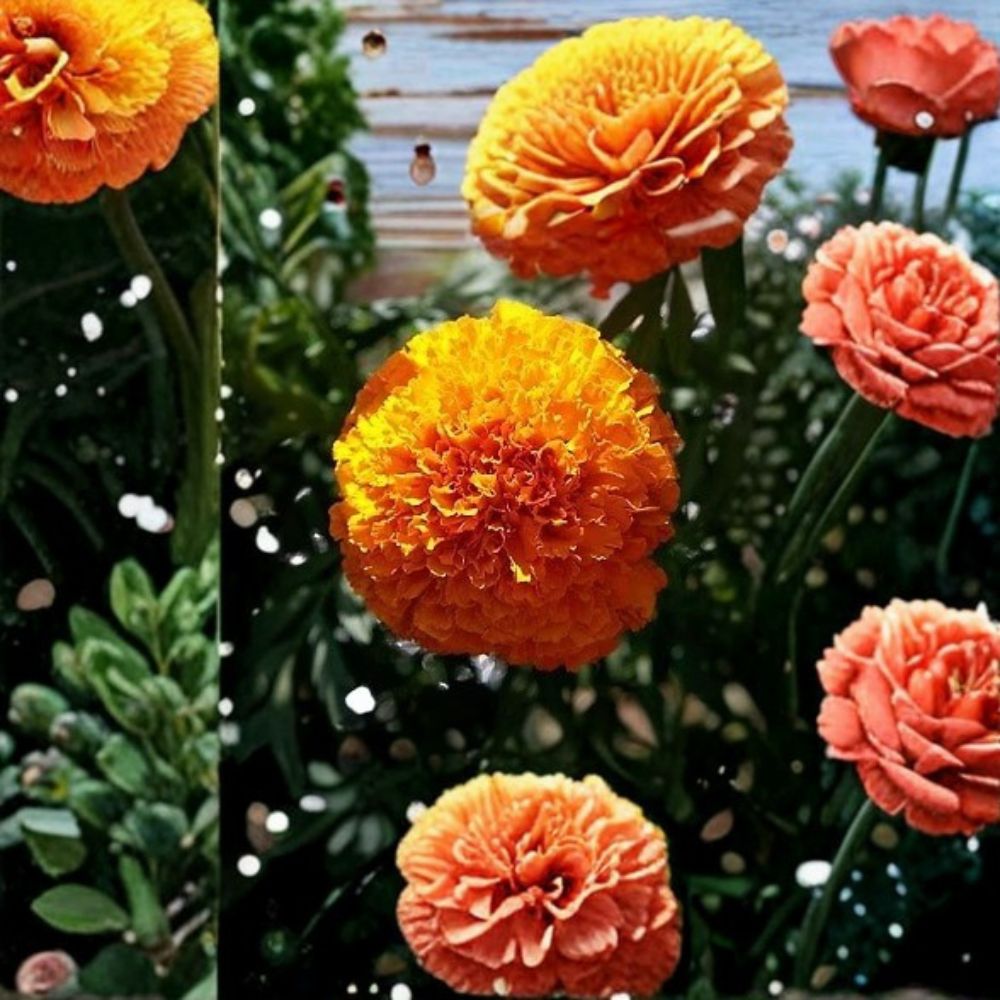 Marigold Coco Orange Deep – 250 Tagetes Flower Seeds | Tall African Marigold | Weather Resistant