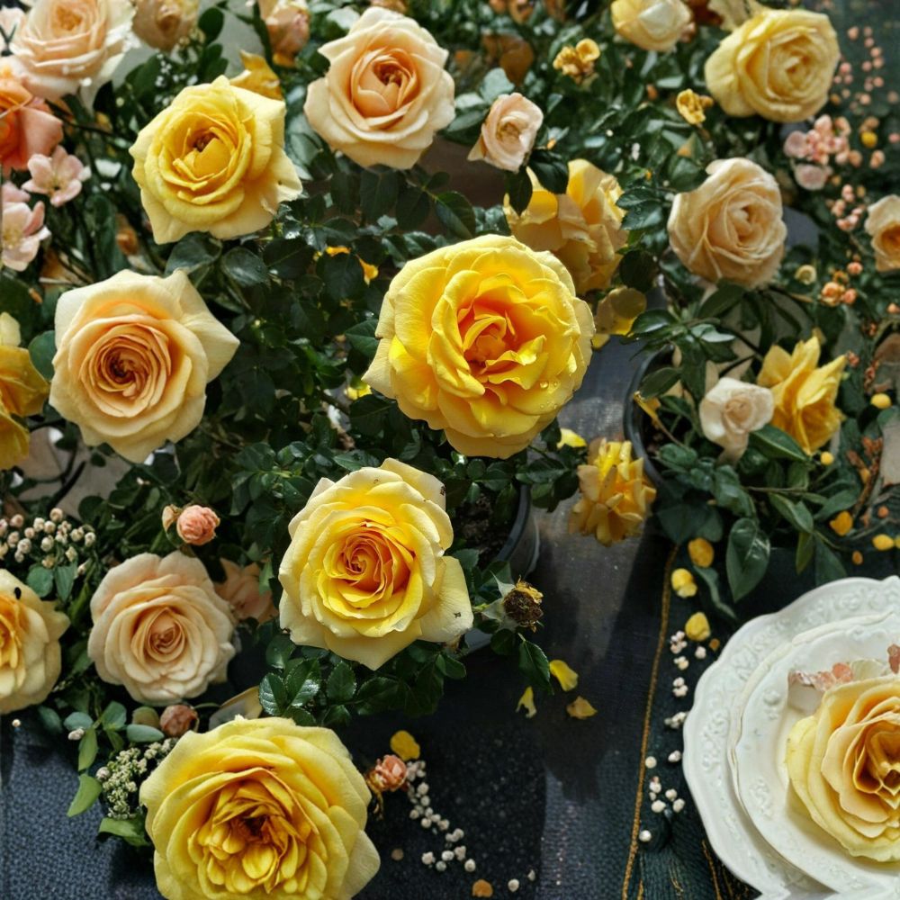 St. Tropez Floribunda Rose Live Bush Plant | 3 Gallon Flowering Shrub