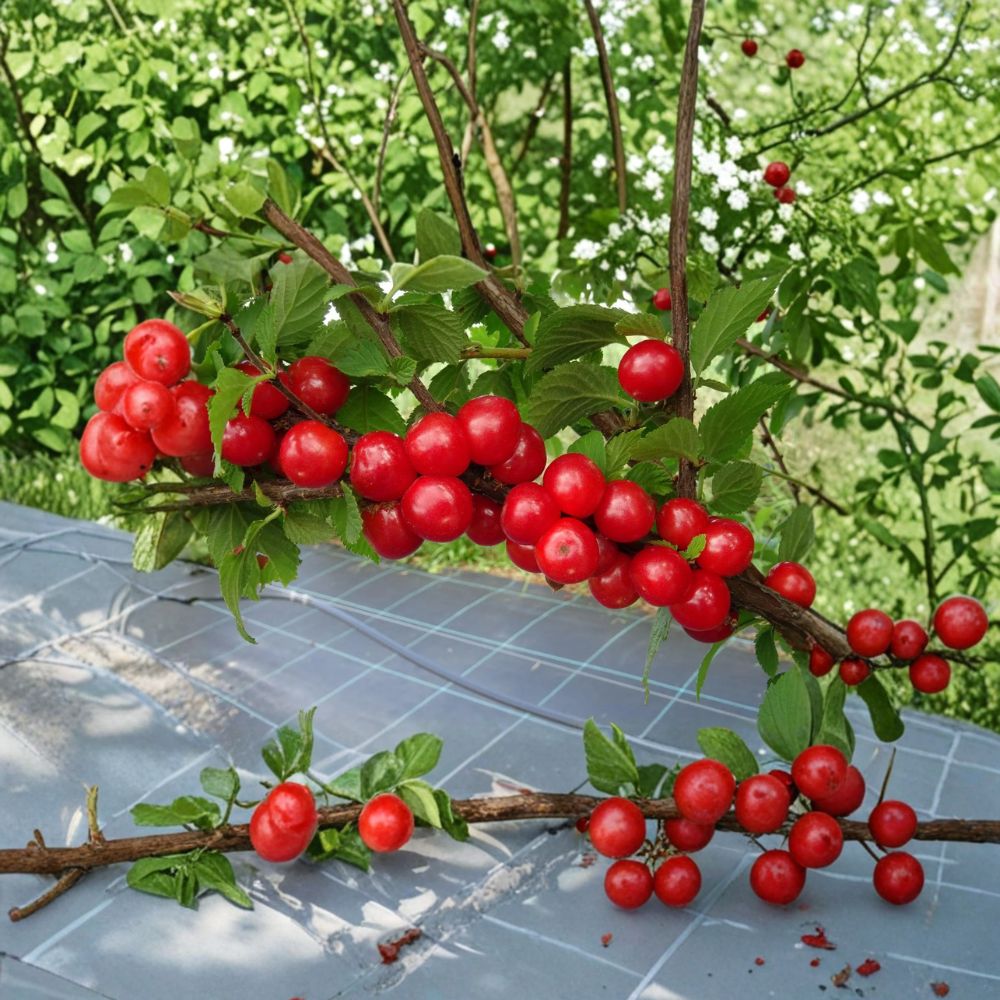Nanking Red Cherry Bush – Dormant Rooted Plant | Prunus tomentosa | Cold Hardy Edible Shrub Zones 2-7