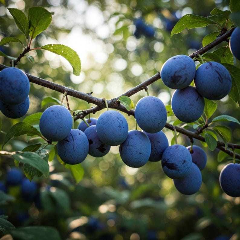 European Purple Plum Live Plant - 6-8 Inch Rooted Cutting - Prunus domestica - Sweet Fruit, Hardy Zones 5-8
