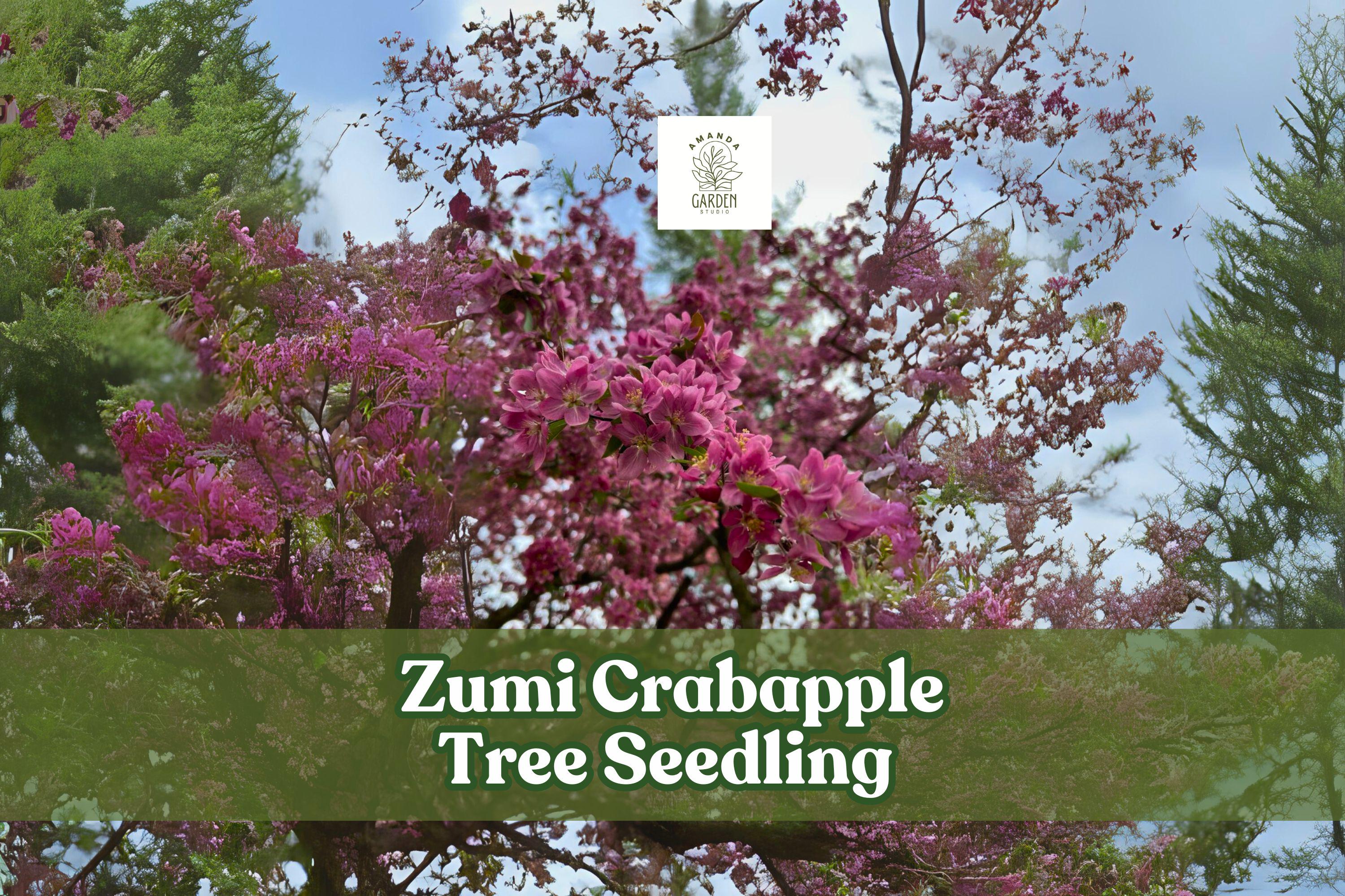 Zumi Crabapple Tree Seedling with Pink White Blossoms, Ornamental Malus zumi, Hardy Shrub for Garden Landscaping