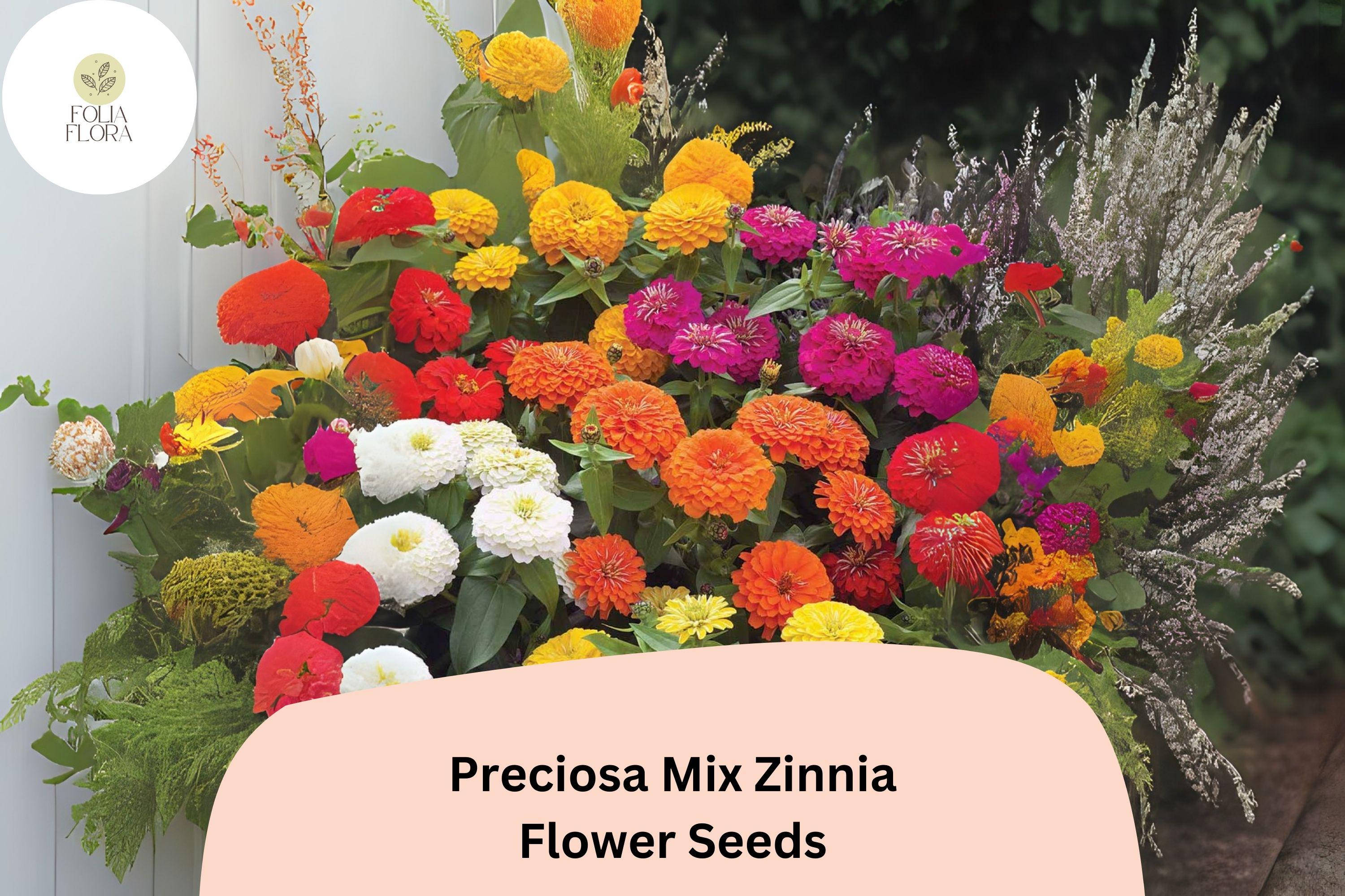 Preciosa Mix Zinnia Seeds | Colorful Annual Flowers for Garden & Bouquets | Zinnia elegans