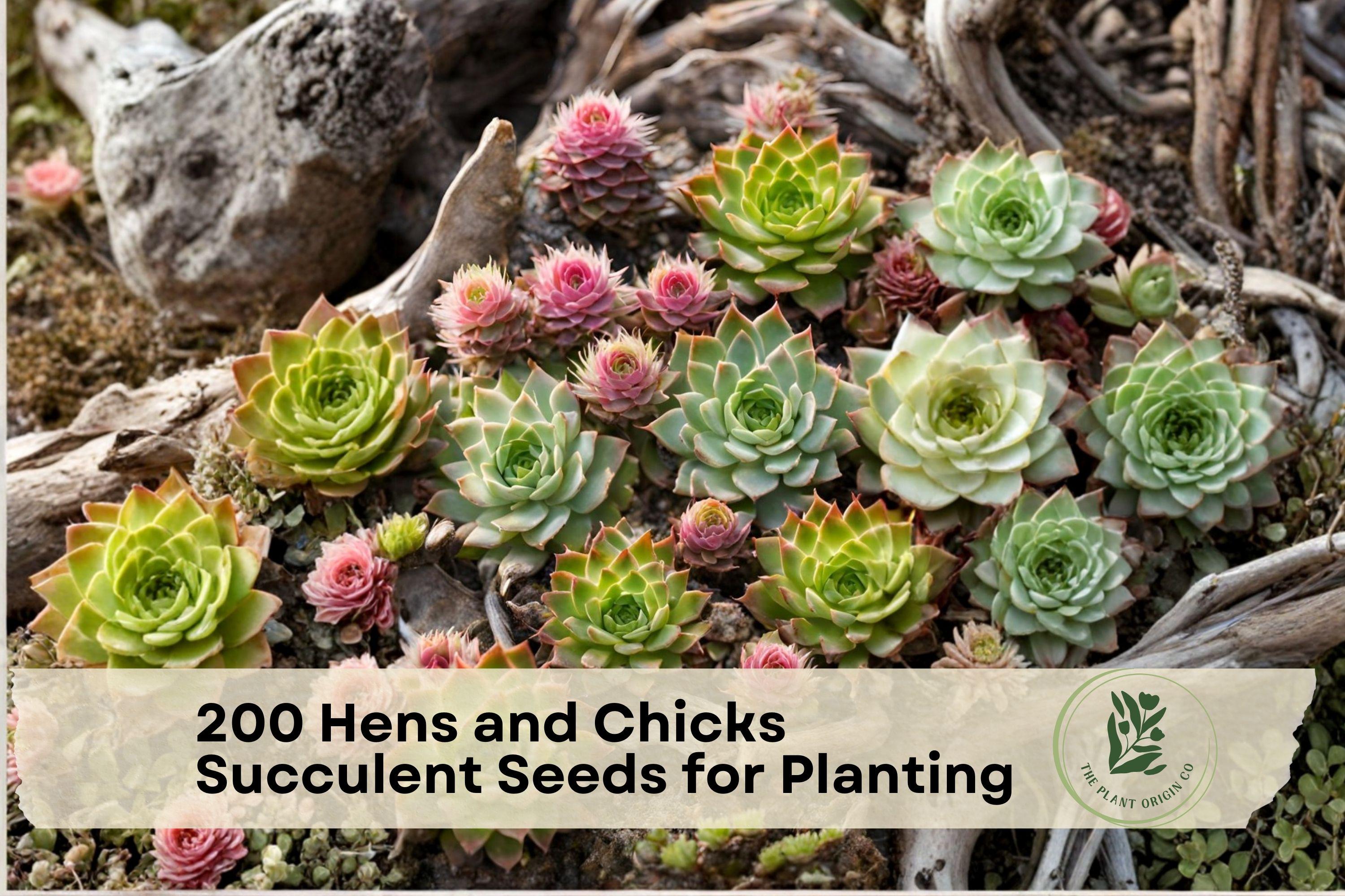 200 Hens and Chicks Succulent Seeds - Sempervivum Rosette Clusters for Rock Gardens & Containers