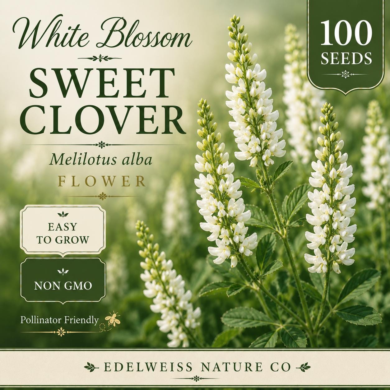 White Sweet Clover Seeds - Heirloom, Non-GMO, Pollinator Flower, Melilotus alba