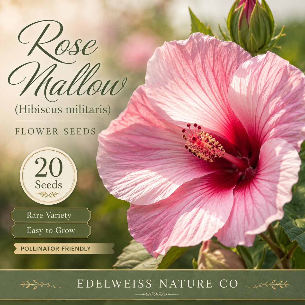 Heirloom Pink Rose Mallow Seeds | Hibiscus militaris | Hardy Garden Perennial for Pollinator Gardens