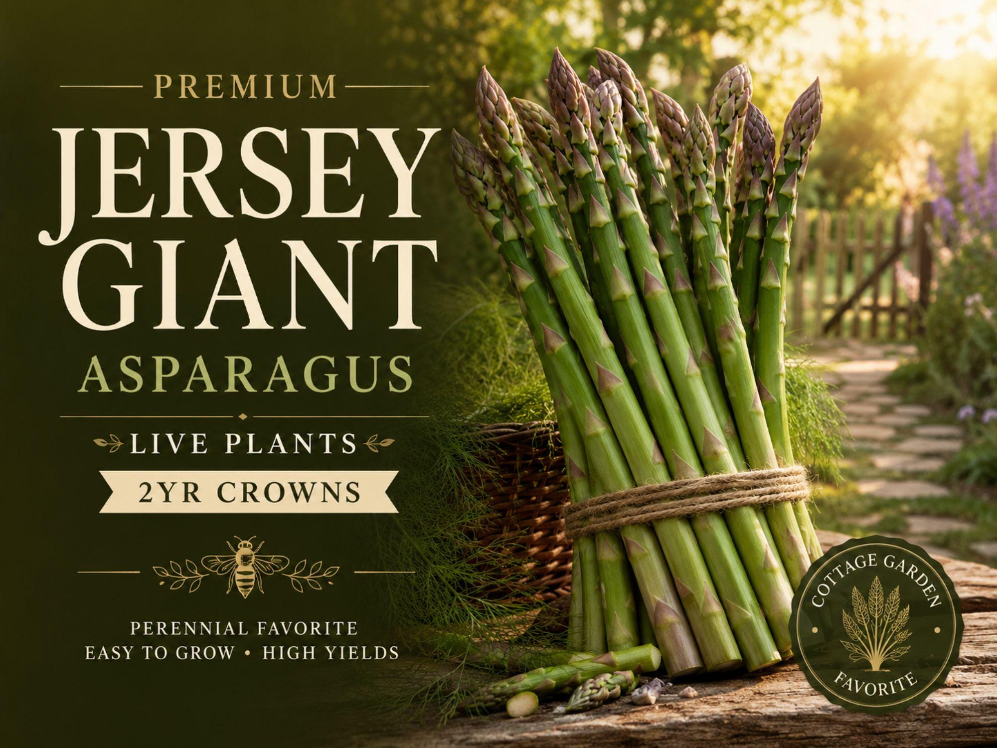 Jersey Giant Asparagus Crowns – 5 Live Bare Root Perennial Vegetable Plants – Asparagus officinalis for Home Gardens & Raised Beds