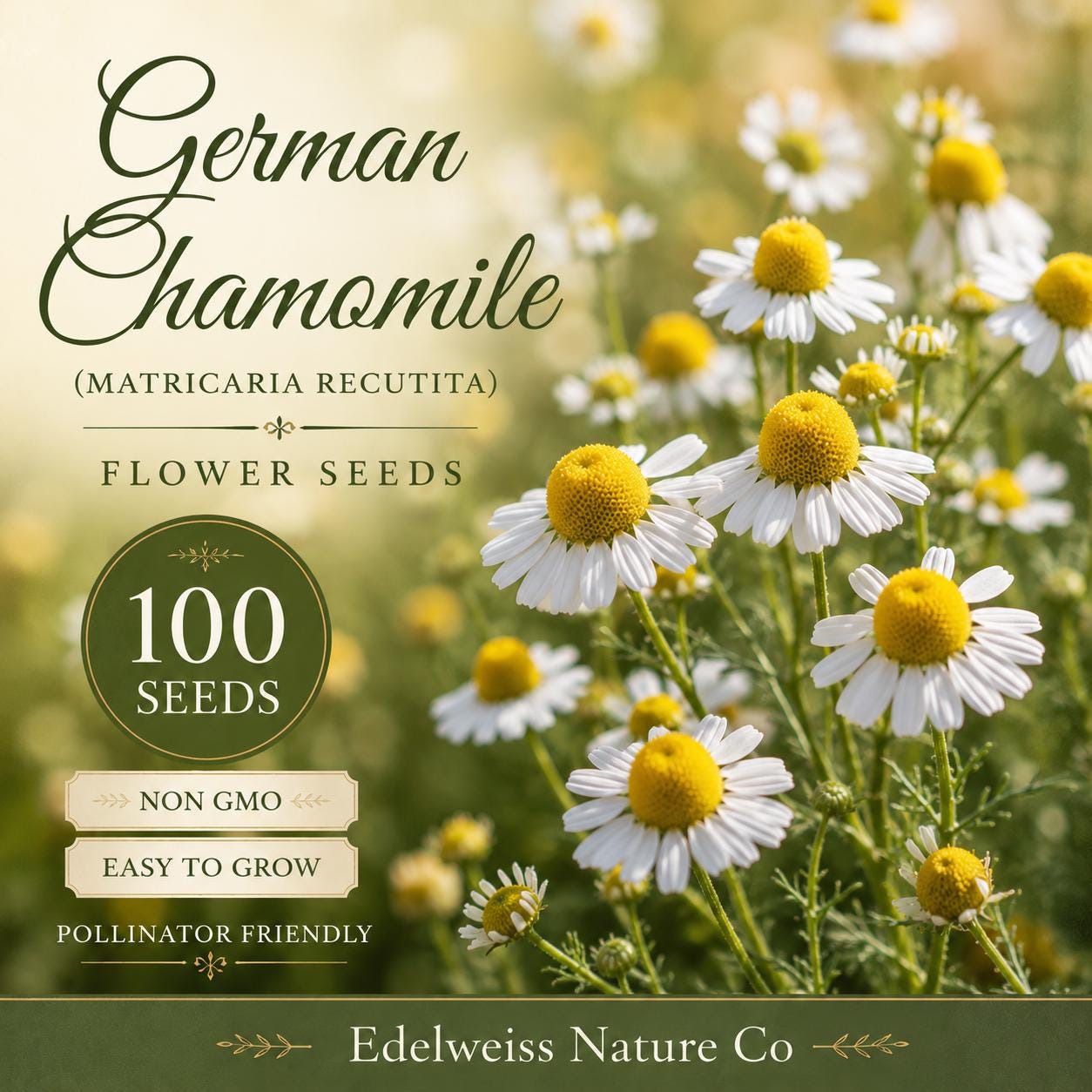German Chamomile Seeds - Heirloom, Non-GMO, Fragrant Herb for Tea & Garden - Matricaria recutita