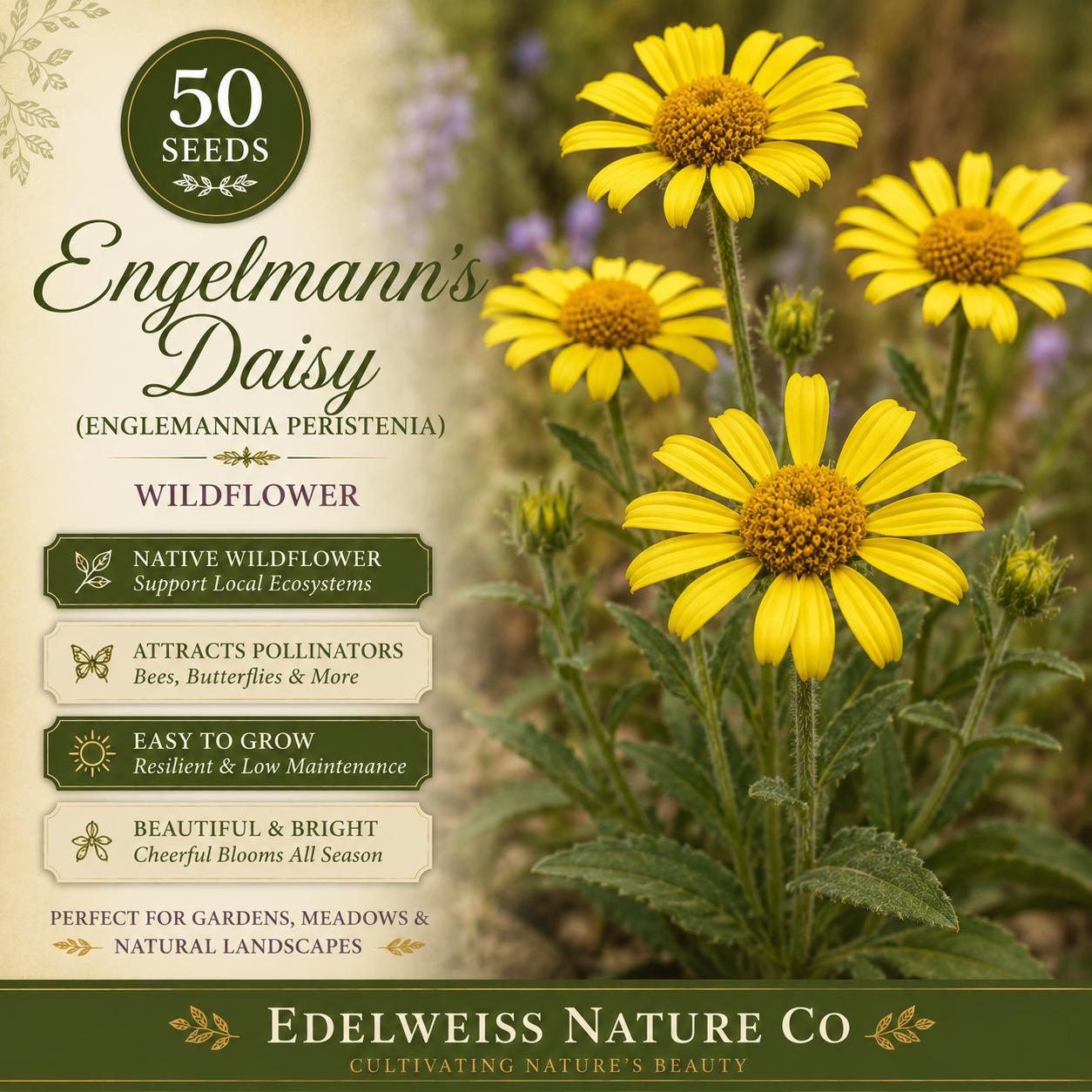 Engelmannia peristenia Seeds – Heirloom Non-GMO Yellow Wildflower Garden Plant, Drought Tolerant, Native Prairie Flower, 50 Seeds